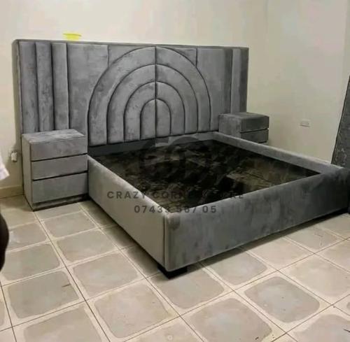 6 by 6 Modern Arch Tufted Bed with Side Drawers – Grey