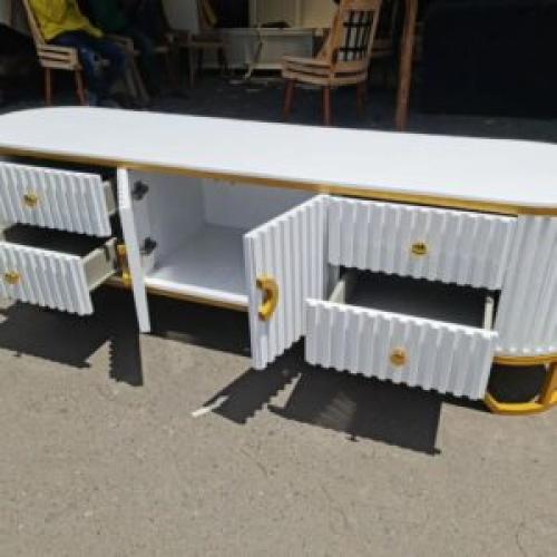 Tv Stand -White with gold details