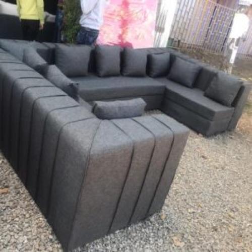Ten Seater Modular U-Shaped Couch -Black